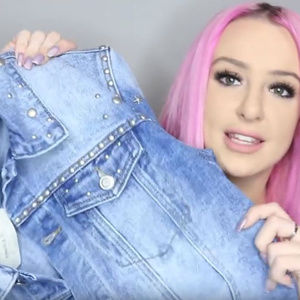 Jean Jacket From IG Celeb studded denim coat small